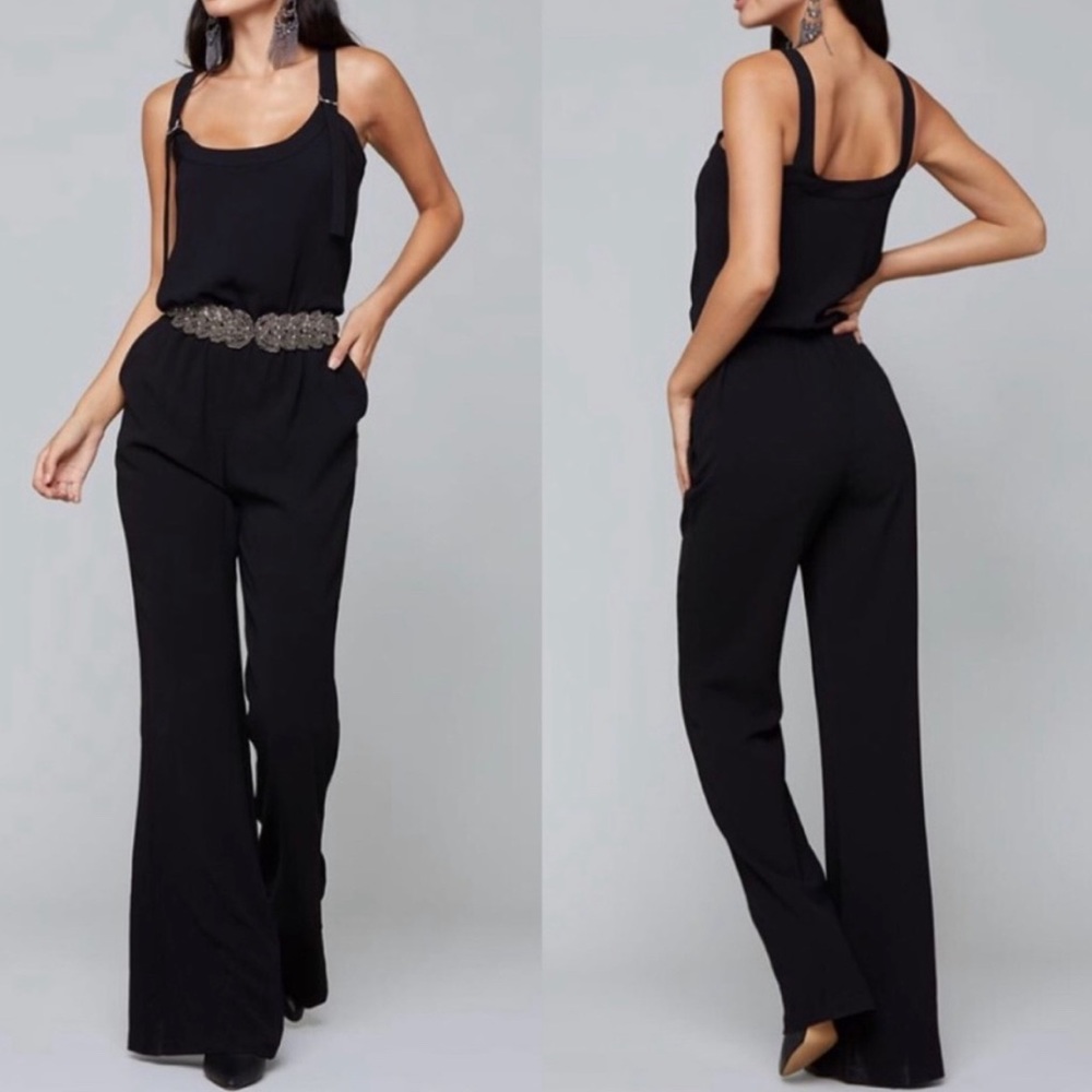 BEBE Crepe Slouchy Overalls Jumpsuit - Jet Black - Picture 9 of 9